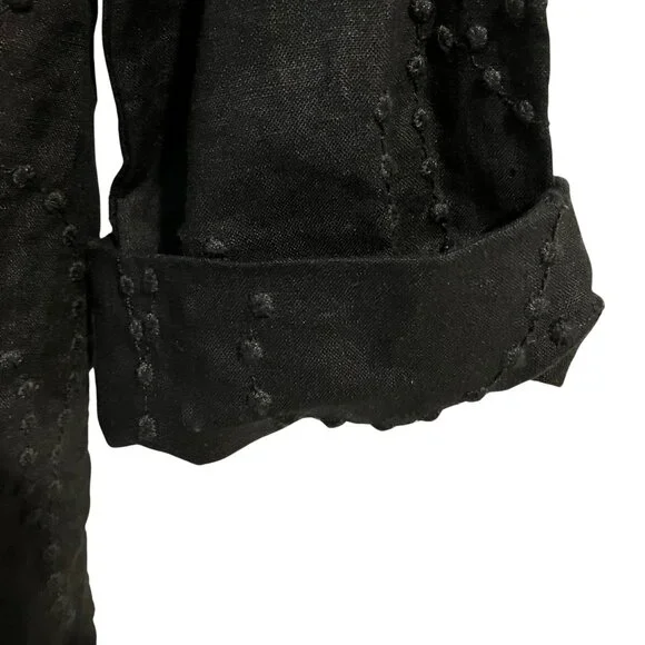 Jones New York Signature Black Linen Textured Shirt (Petite P/M) - Picture 4 of 9